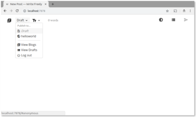 A screenshot of the editor, where the "publish to drafts" option is selected
